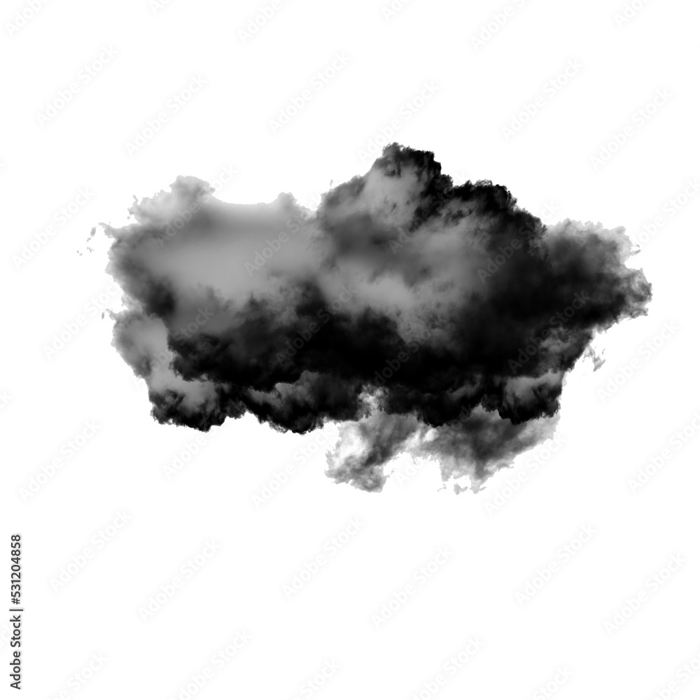 Obraz premium Black smoke cloud isolated over transparent background png illustration