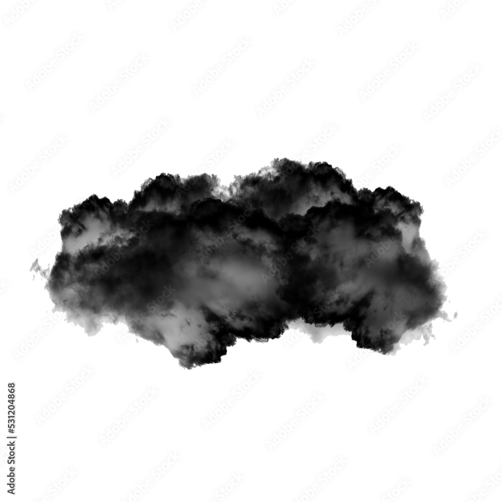 Black smoke cloud isolated over transparent background png