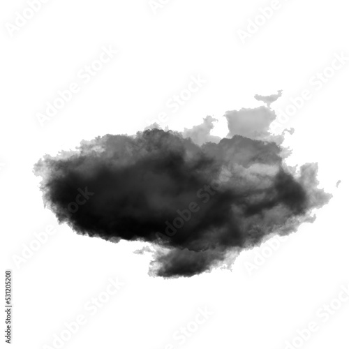 Black smoke cloud isolated over transparent background png illustration