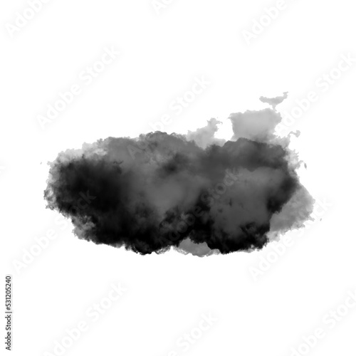 Black smoke cloud isolated over transparent background png illustration