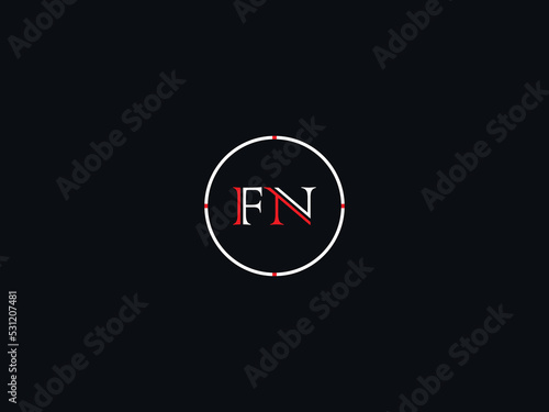 Colorful FN Luxury Logo, Minimalist Fn nf Logo Letter Vector Art With Colorful Circle And Black Background Design For Fashion Brand