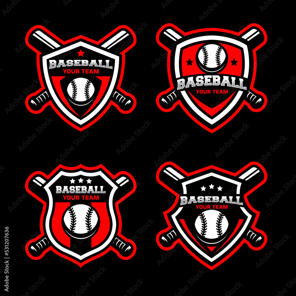 Collection of colorful Vector Baseball logo. Baseball logo set. Baseball badge logo design template. Sport team identity icon, vector illustration