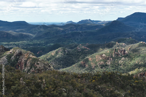 Obraz na płótnie A landscape photograph of the Warrumbungle National Park taken from Bluff Mountain w salonie