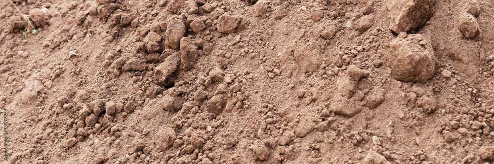 Soil panoramic background. Earth for plant background. Farming concept Soil panoramic background. Earth for plant background. Farming concept