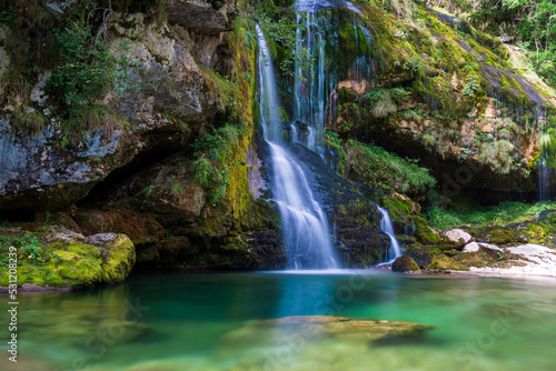 Long exposure Slap Virje waterfall in Bovec  Slovenia