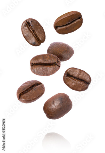 Roasted coffee bean isolated on white