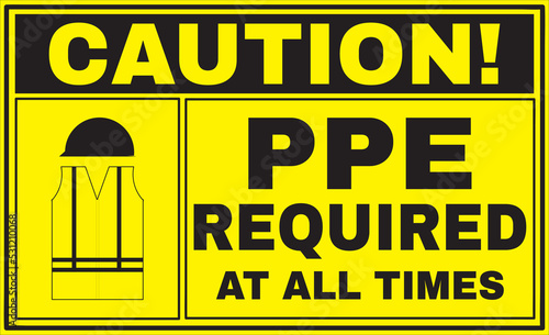 ppe required warning sign vector