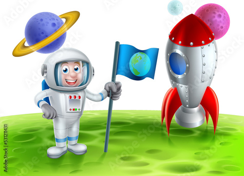 Cartoon Rocket Astronaut Scene