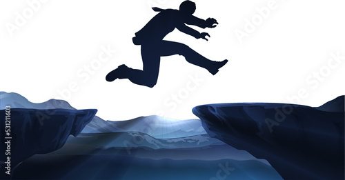 Jumping Silhouette Businessman