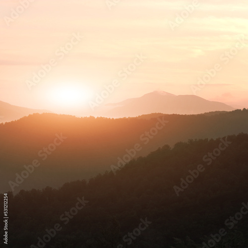 scenic nature scenery, awesome sunset landscape, beautiful morning background in the mountains, Carpathian mountains, Ukraine, Europe © Rushvol