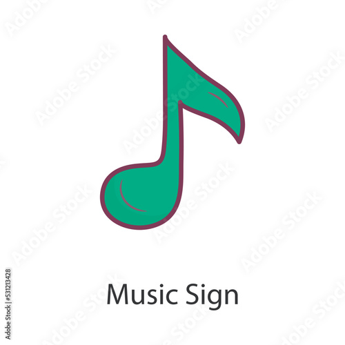 Music Sign Filled Outline Icon Design illustration. Music Symbol on White background EPS 10 File