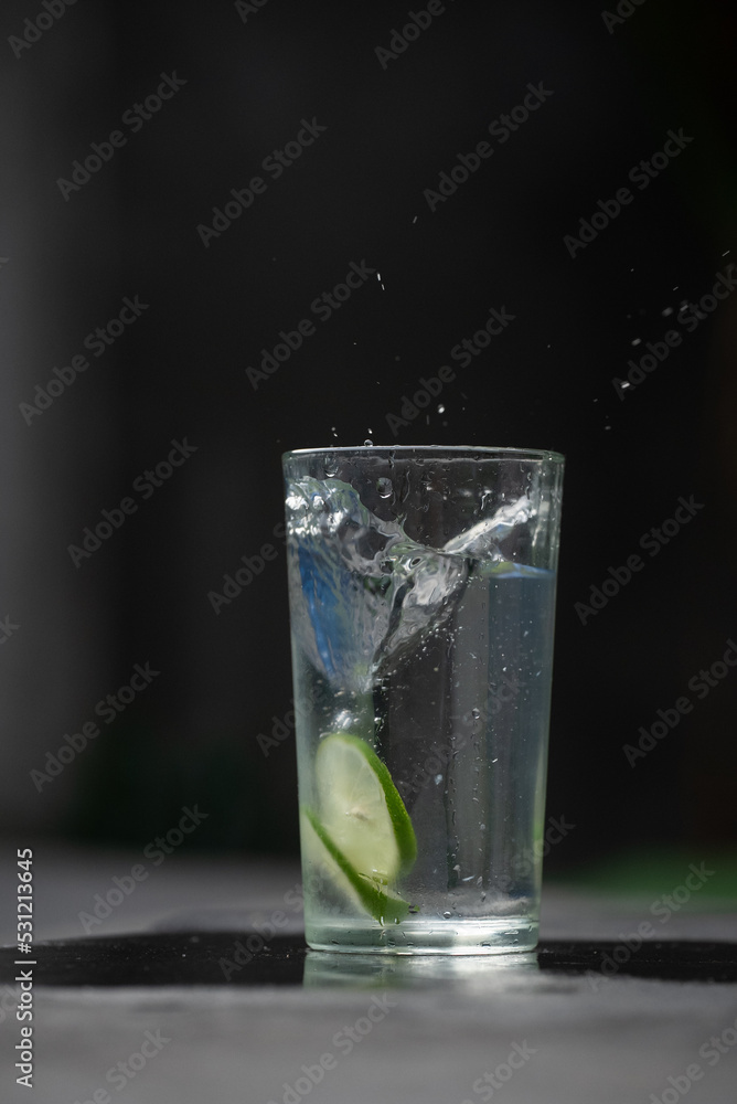 glass of water with lime