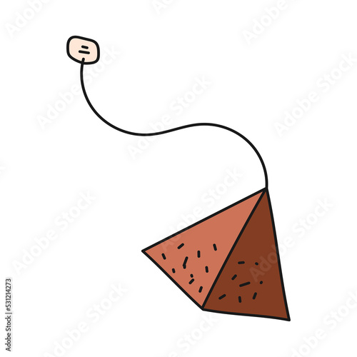 Tea bag in form of triangle on white background