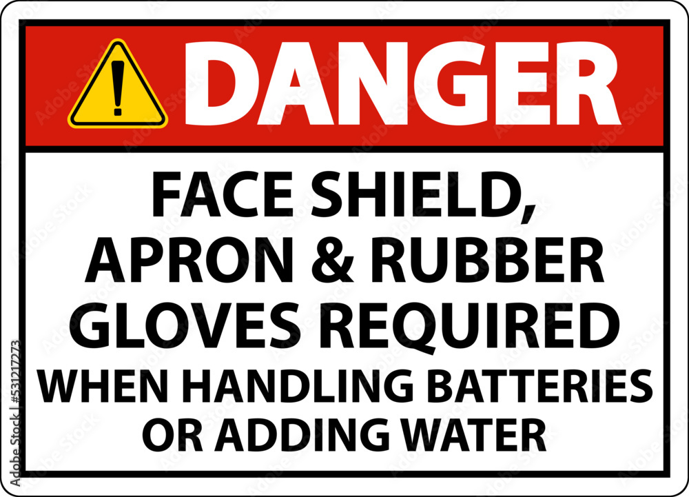 Danger When Handling Batteries Sign On White Background Danger When Handling Batteries Sign On White Background