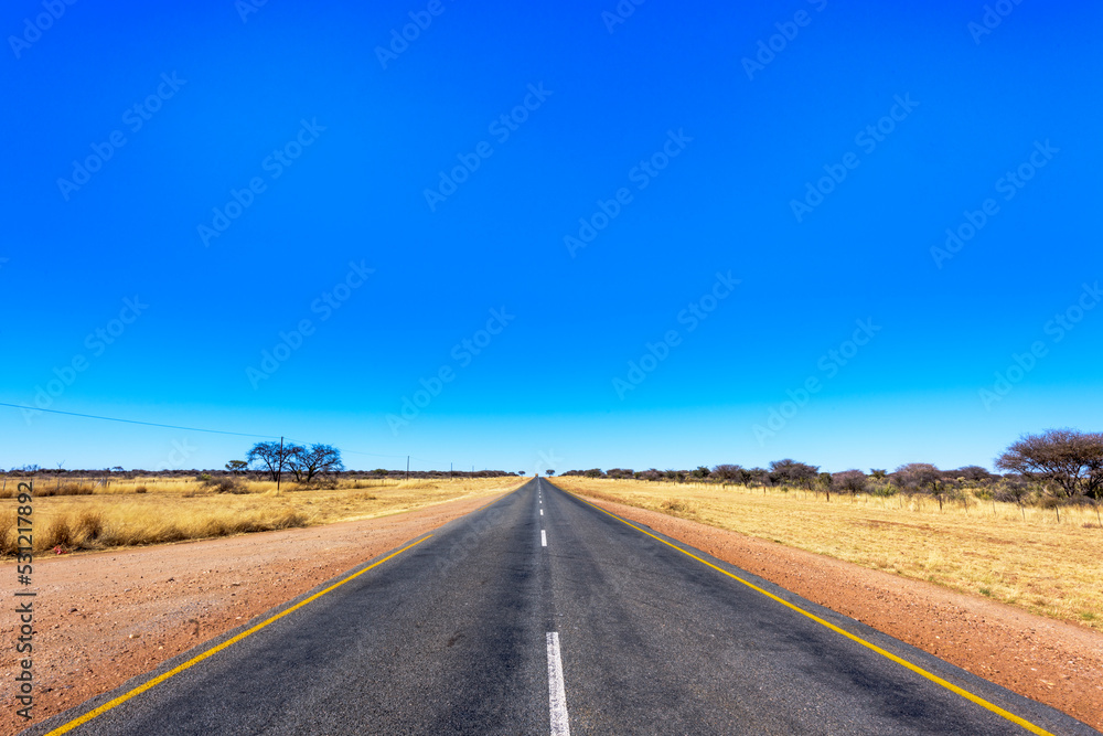 Trans Kalahari Highway from Namibia to Botswana, Africa