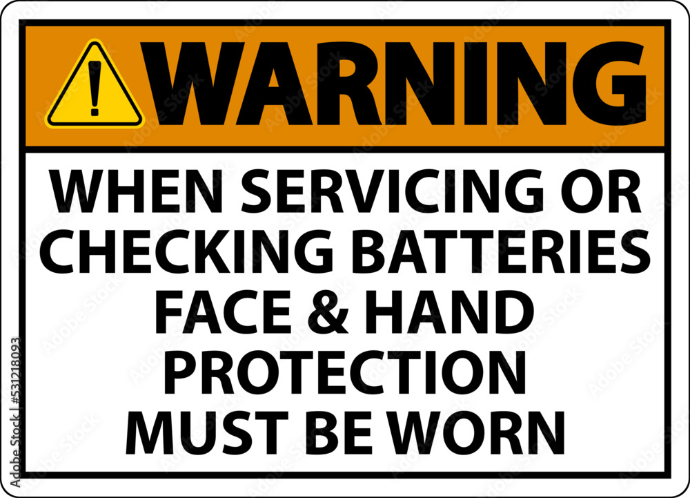 Warning When Servicing Batteries Sign On White Background