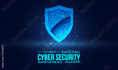 Vector illustration design concept of national cyber security awareness month observed on every october