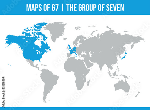 G7 Maps. Group of Seven. Canada France Germany Italy Japan United Kingdom And United States