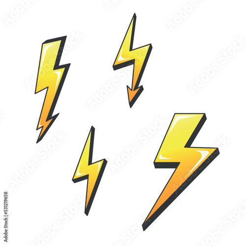 Set of lightning bolts