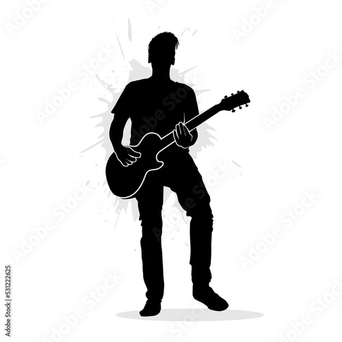 Boy playing guitar. Vector illustration