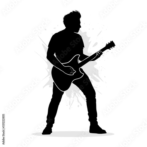 Silhouette of a band guitarist. Vector illustration