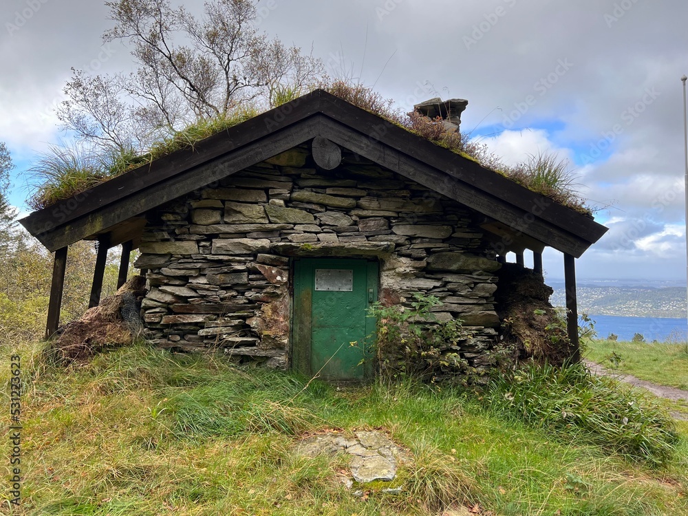 Hiking Trial Anker Cabin Bergen Mountain Range Norway Hiking Trial Anker Cabin Bergen Mountain Range Norway
