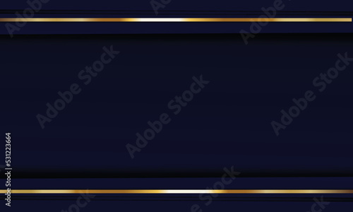 Luxury dark blue background with shiny gold line decoration
