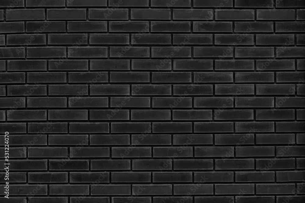 Black brick wall texture. Grunge old brickwork dark background