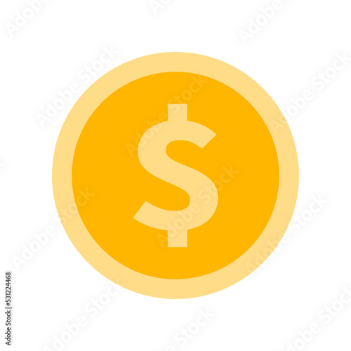 Vector dollar coin. Gold coin in flat design. Money.