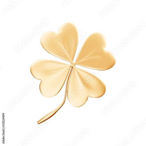 Golden clover leaf 3d rendering illustration photo