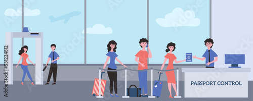 Airport Passport Control Composition