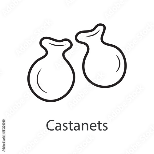 Castanets Outline Icon Design illustration. Music Symbol on White background EPS 10 File