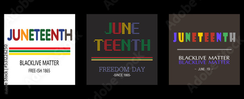 vector three styles for juneteenth; 