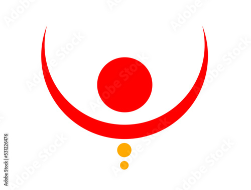 Half red moon devi tilak icon. Durga Tilak vector. photo