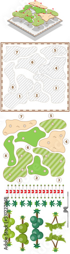 Golf. Board game. Set for handmade. Vector illustration. 