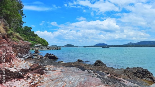 Sea views of the Gulf of Thailand from an island in southern Thailand with beautiful rocks,landscape.