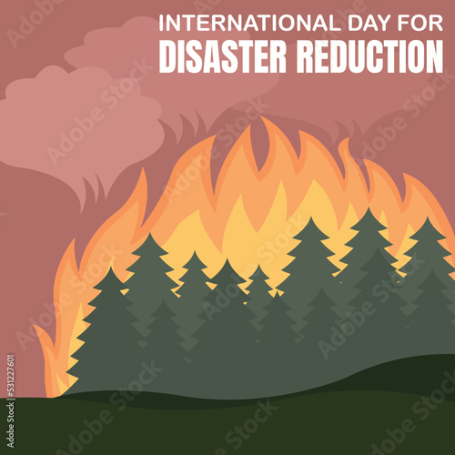 illustration vector graphic of Forest fires produce thick smoke, perfect for international day, disaster reduction, celebrate, greeting card, etc.