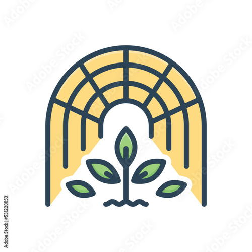 Color illustration icon for greenhouse