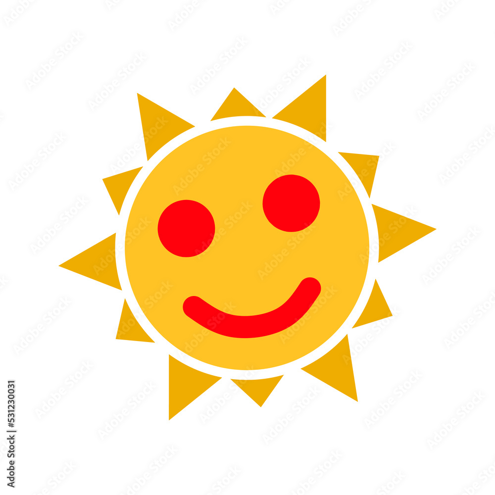 Cartoon vector sun icon with trendy design.happy sun icon