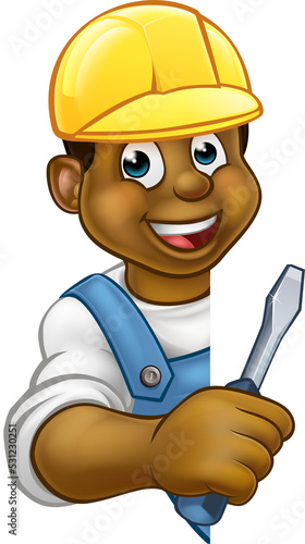 Builder Electrician Cartoon...