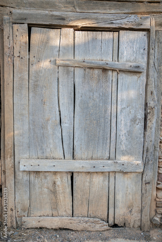 Close up od a rustic wooden door
