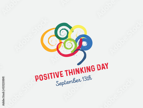 Positive Thinking Day Poster Colorful Brain Illustration September Thirteen