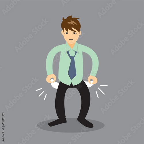 Sad business man with empty pockets