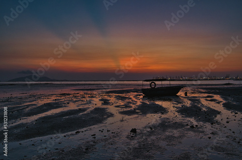 Sunset at a wetland called Ha Pak Lai in Hong Kong