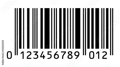 EAN-13 bar code isolated on white background.  EAN13 QR code cut out. Barcode. Vector stock illustration. photo