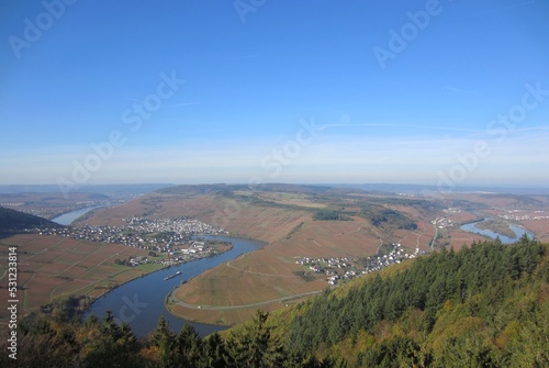 Moselle river near the village of Leiwen in Germany in autumn photo