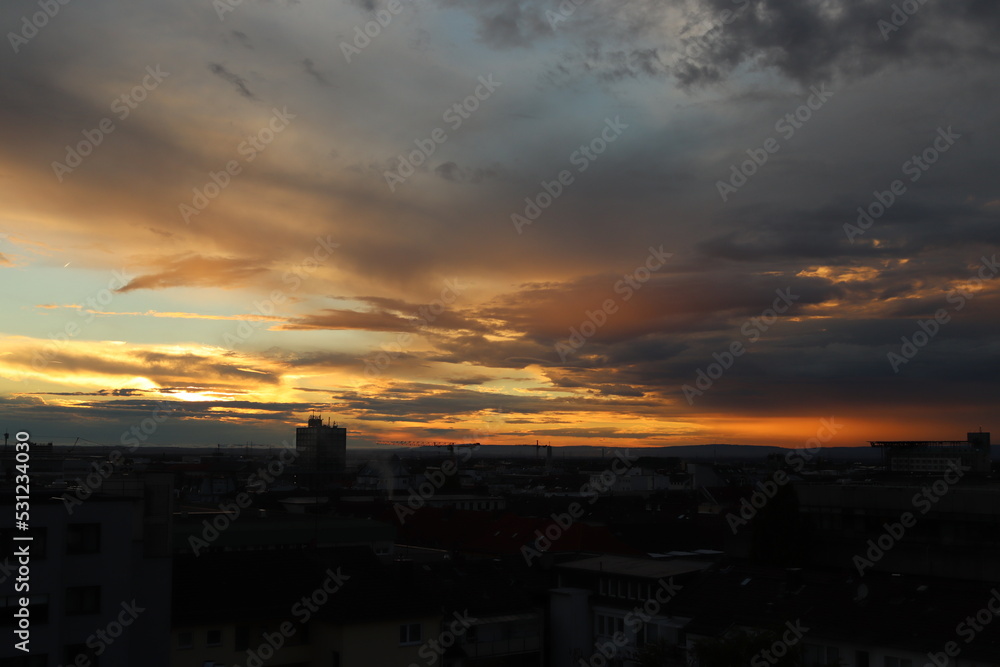 Sunset of the city in Darmstadt