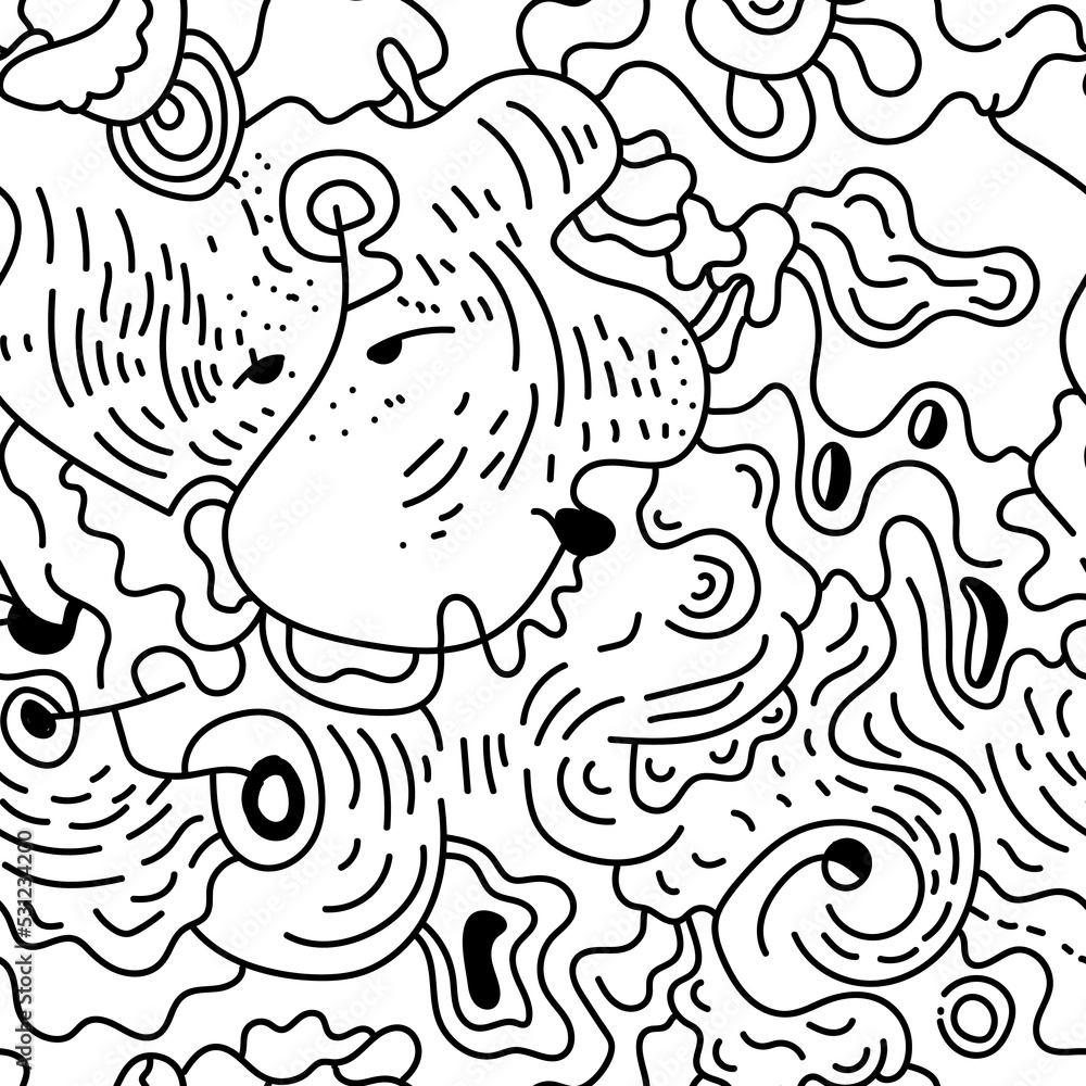 Fototapeta premium Abstract creative unique pattern with hand drawn wave elements