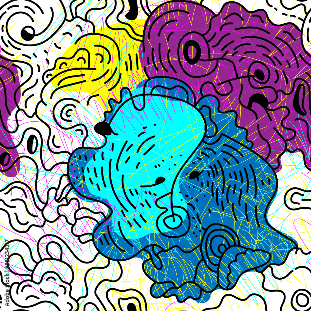 Fototapeta premium Abstract creative unique pattern with hand drawn wave elements