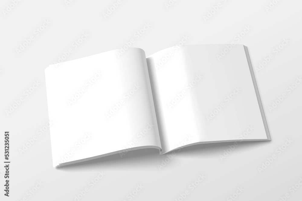 Blank photorealistic Square magazine brochure Catalog mockup on light grey background Blank photorealistic Square magazine brochure Catalog mockup on light grey background